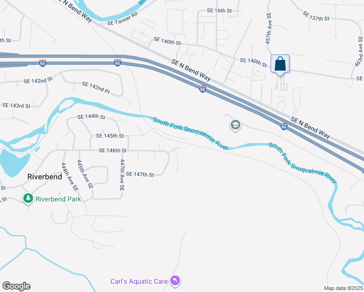 map of restaurants, bars, coffee shops, grocery stores, and more near 45024 Southeast 146th Street in North Bend