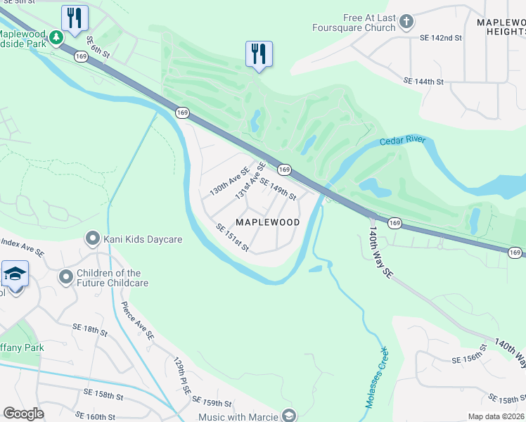 map of restaurants, bars, coffee shops, grocery stores, and more near 14937 133rd Avenue Southeast in Renton