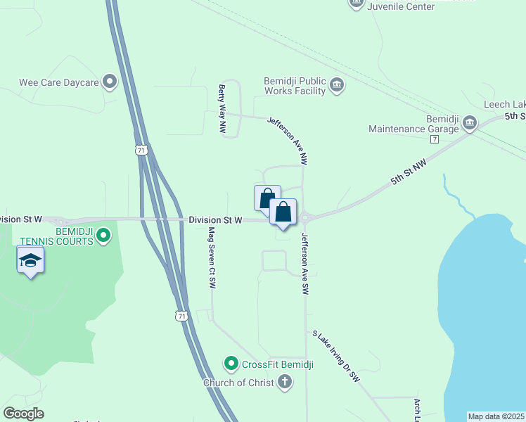 map of restaurants, bars, coffee shops, grocery stores, and more near 2003 County Road 7 in Bemidji