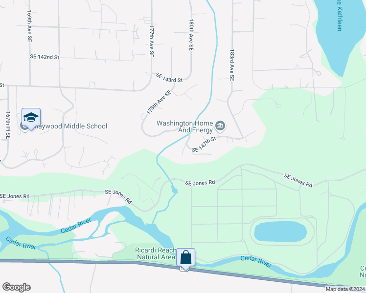 map of restaurants, bars, coffee shops, grocery stores, and more near 14625 180th Avenue Southeast in Renton