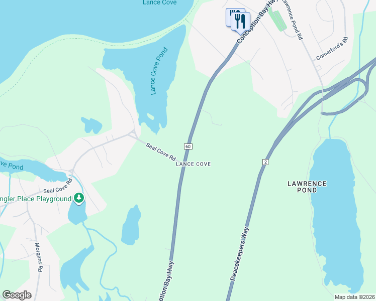 map of restaurants, bars, coffee shops, grocery stores, and more near 1363 Conception Bay Highway in Conception Bay South