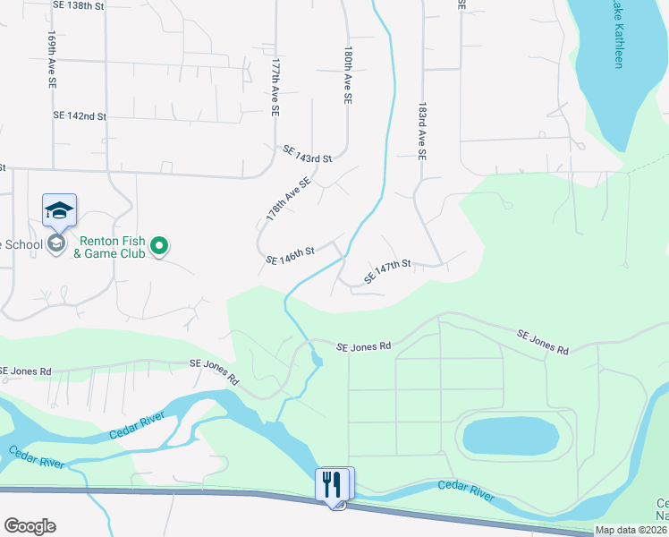 map of restaurants, bars, coffee shops, grocery stores, and more near 14625 180th Avenue Southeast in Renton