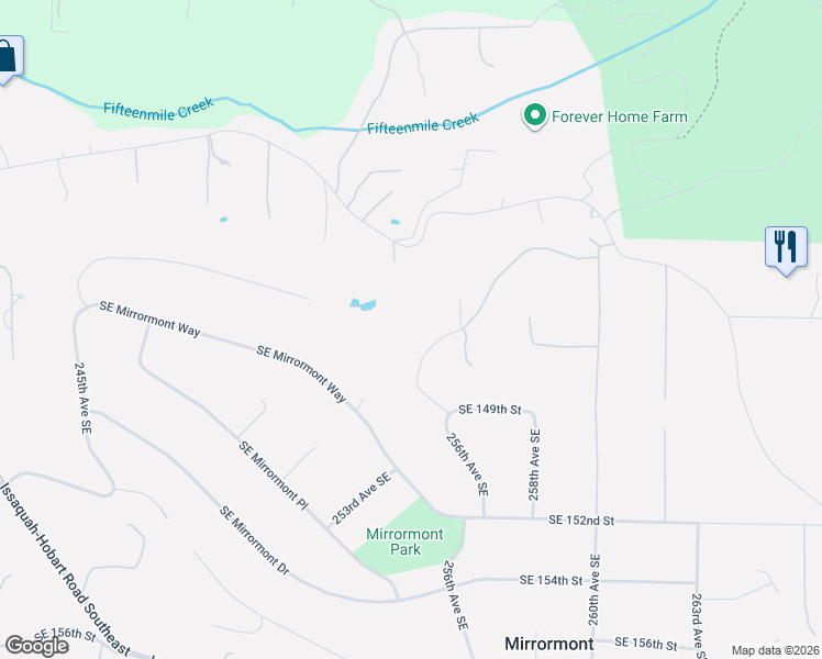 map of restaurants, bars, coffee shops, grocery stores, and more near 14703 255th Avenue Southeast in Issaquah