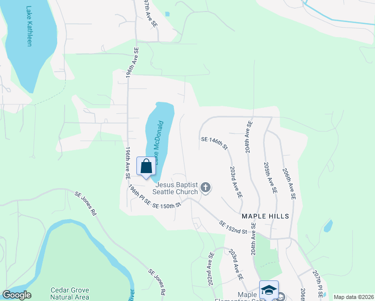 map of restaurants, bars, coffee shops, grocery stores, and more near 14630 200th Avenue Southeast in Renton