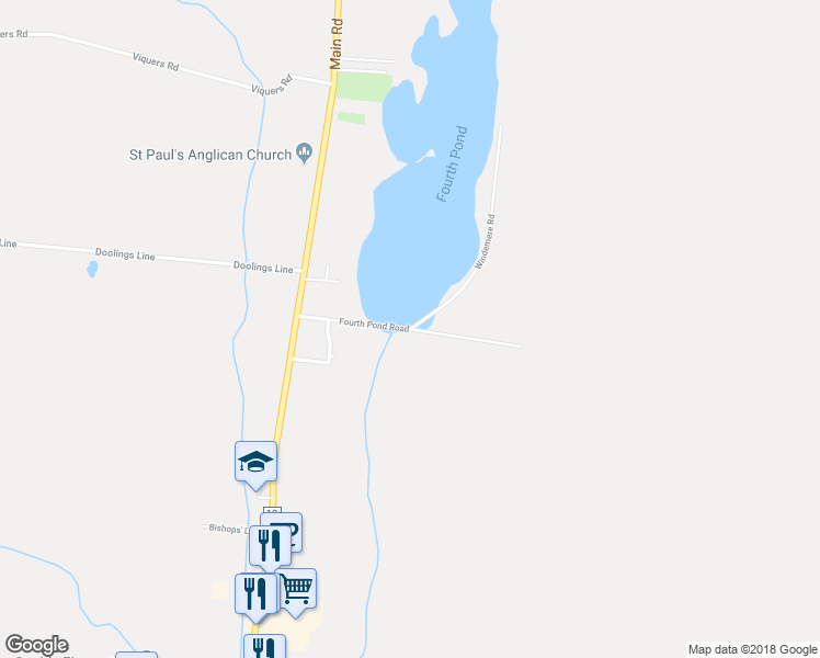 map of restaurants, bars, coffee shops, grocery stores, and more near 42 Fourth Pond Road in St. John's