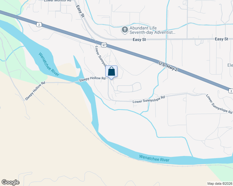 map of restaurants, bars, coffee shops, grocery stores, and more near 1205 Lower Sunnyslope Road in Wenatchee