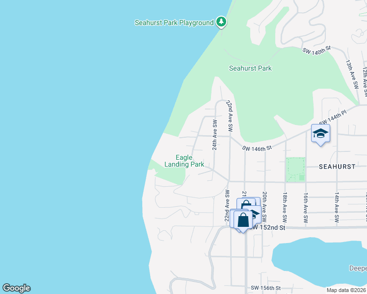 map of restaurants, bars, coffee shops, grocery stores, and more near 14605 25th Avenue Southwest in Burien