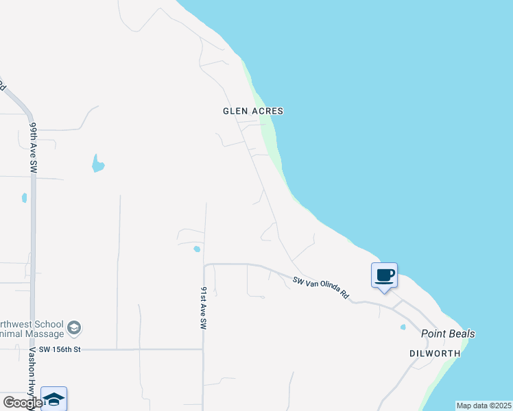 map of restaurants, bars, coffee shops, grocery stores, and more near 8808 Southwest 148th Place in Vashon