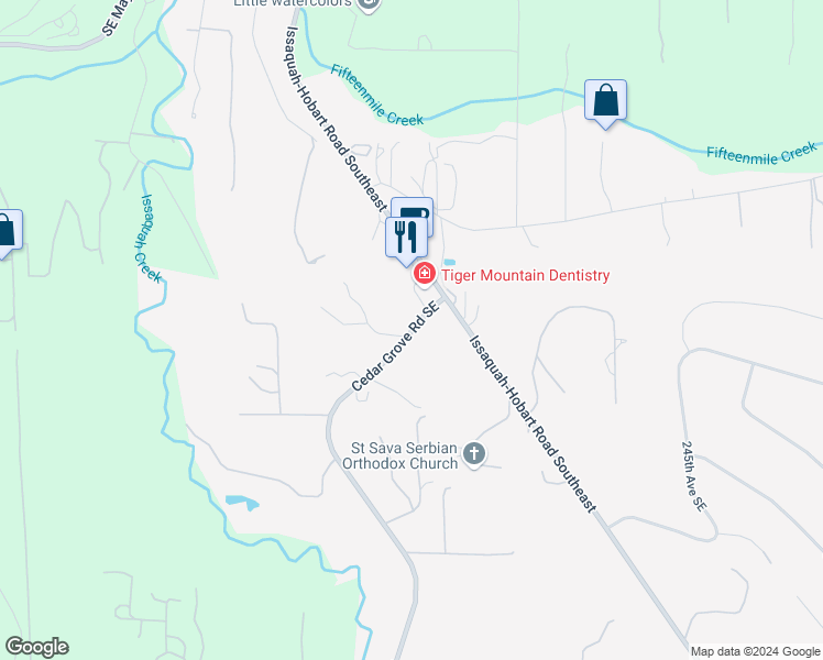 map of restaurants, bars, coffee shops, grocery stores, and more near 14412 Cedar Grove Road Southeast in Issaquah