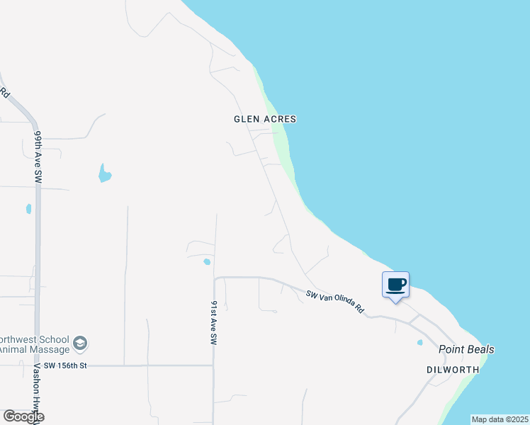 map of restaurants, bars, coffee shops, grocery stores, and more near 8808 Southwest 148th Place in Vashon