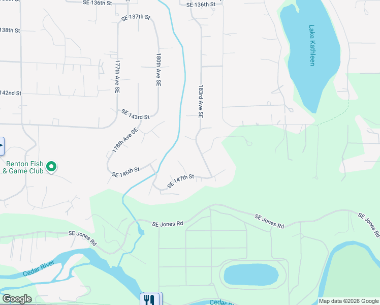 map of restaurants, bars, coffee shops, grocery stores, and more near 18257 Southeast 144th Place in Renton