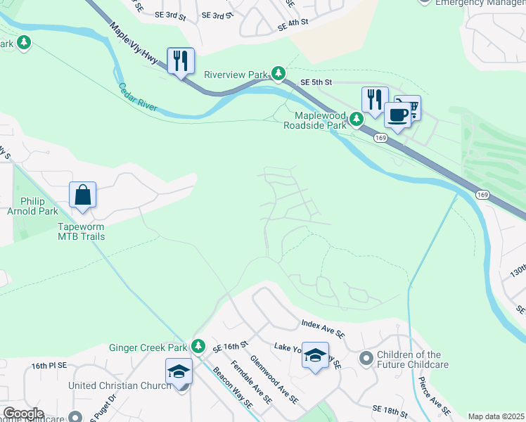 map of restaurants, bars, coffee shops, grocery stores, and more near 2701 Southeast 10th Street in Renton