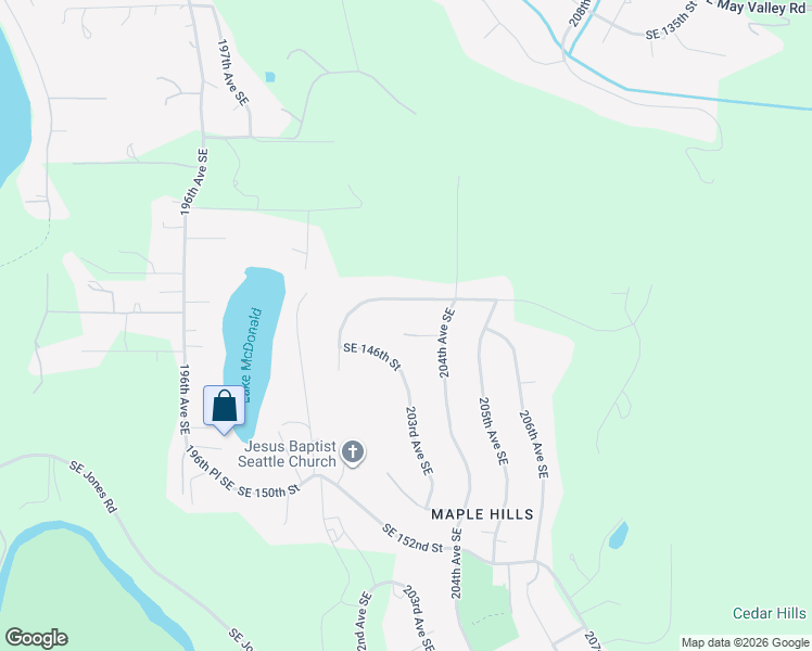 map of restaurants, bars, coffee shops, grocery stores, and more near 20304 Southeast 146th Street in Renton
