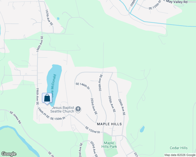 map of restaurants, bars, coffee shops, grocery stores, and more near 20318 Southeast 146th Street in Renton