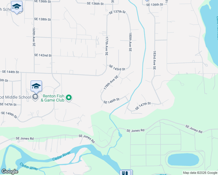 map of restaurants, bars, coffee shops, grocery stores, and more near 14516 178th Avenue Southeast in Renton