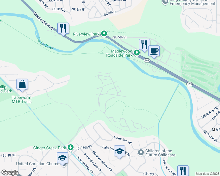 map of restaurants, bars, coffee shops, grocery stores, and more near 2710 Southeast 12th Street in Renton