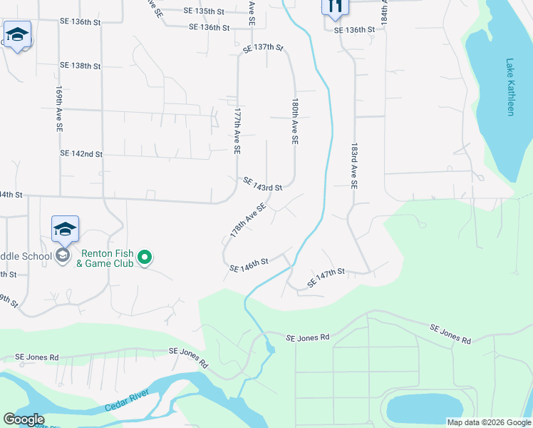 map of restaurants, bars, coffee shops, grocery stores, and more near 14316 178th Avenue Southeast in Renton