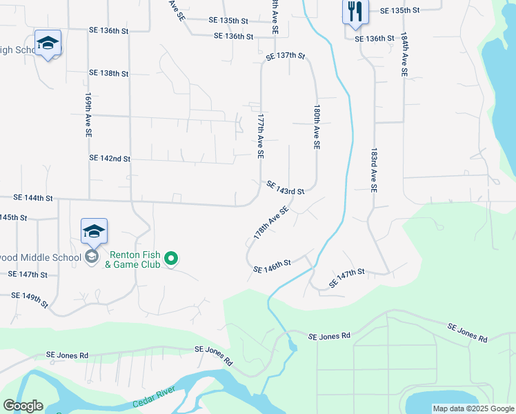 map of restaurants, bars, coffee shops, grocery stores, and more near 14330 177th Avenue Southeast in Renton