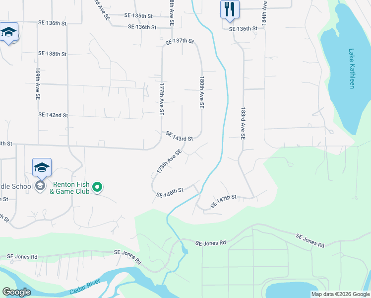 map of restaurants, bars, coffee shops, grocery stores, and more near 14316 178th Avenue Southeast in Renton