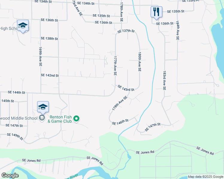 map of restaurants, bars, coffee shops, grocery stores, and more near 14330 177th Avenue Southeast in Renton