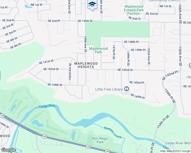 map of restaurants, bars, coffee shops, grocery stores, and more near 14229 145th Pl SE in Renton