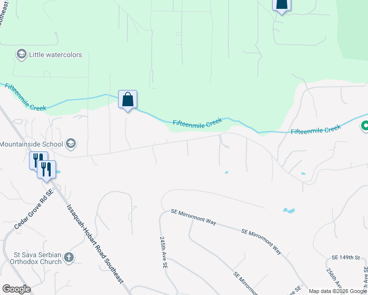 map of restaurants, bars, coffee shops, grocery stores, and more near 14229 246th Place Southeast in Issaquah