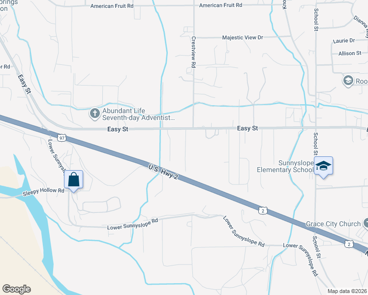 map of restaurants, bars, coffee shops, grocery stores, and more near 917 Easy Street in Wenatchee