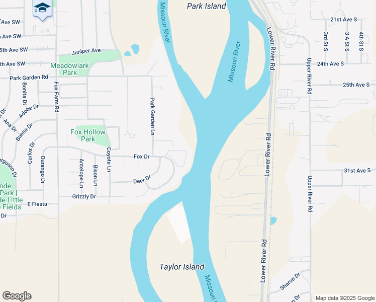 map of restaurants, bars, coffee shops, grocery stores, and more near 3123 Park Garden Lane in Great Falls