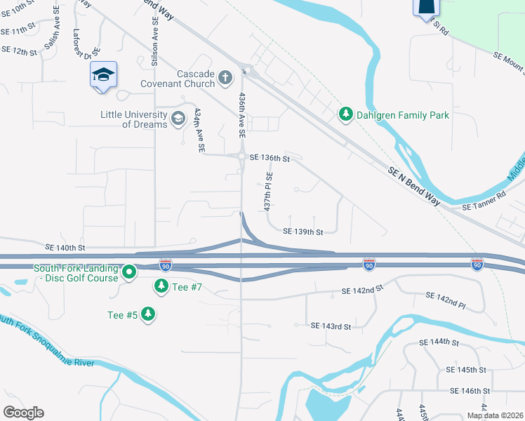 map of restaurants, bars, coffee shops, grocery stores, and more near in North Bend
