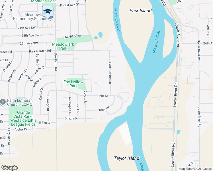 map of restaurants, bars, coffee shops, grocery stores, and more near 3114 Park Garden Lane in Great Falls