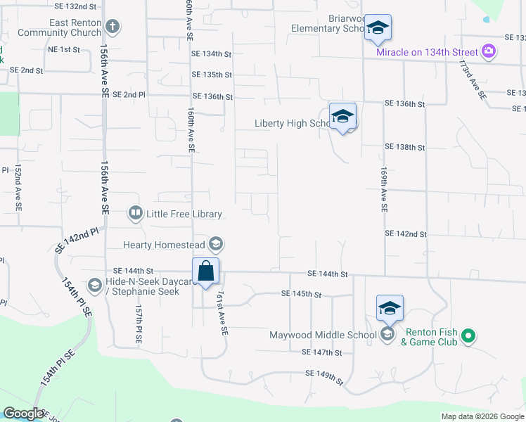 map of restaurants, bars, coffee shops, grocery stores, and more near 14013 163rd Place Southeast in Renton