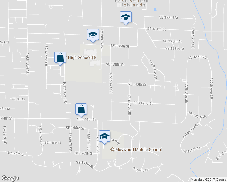 map of restaurants, bars, coffee shops, grocery stores, and more near 14024 169th Avenue Southeast in Renton