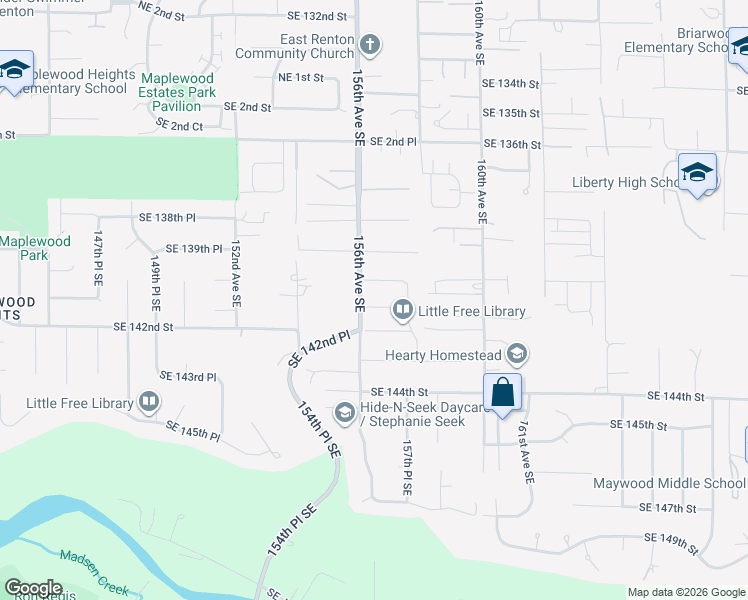 map of restaurants, bars, coffee shops, grocery stores, and more near 6508 SE 7th Place in Renton