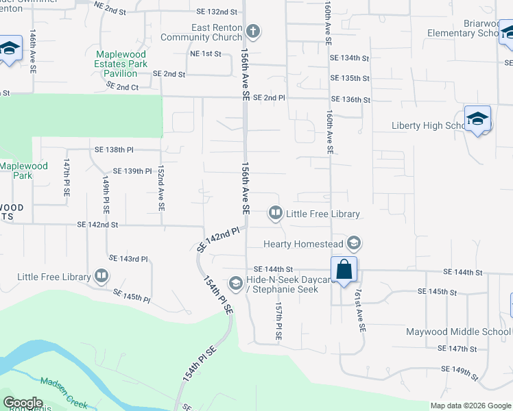 map of restaurants, bars, coffee shops, grocery stores, and more near 6508 SE 7th Place in Renton