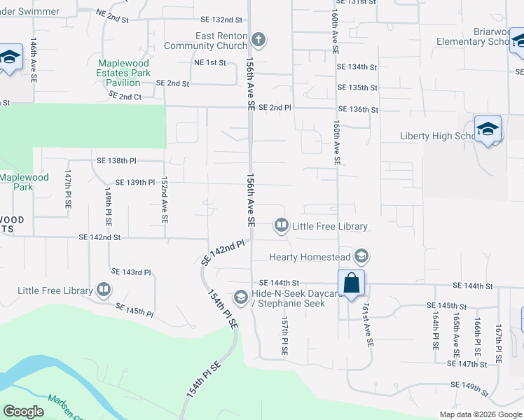 map of restaurants, bars, coffee shops, grocery stores, and more near 6508 SE 7th Place in Renton