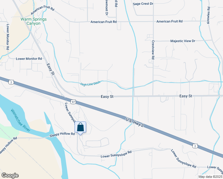map of restaurants, bars, coffee shops, grocery stores, and more near 1120 Easy Street in Wenatchee