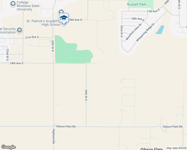 map of restaurants, bars, coffee shops, grocery stores, and more near 2501 29th St S in Great Falls