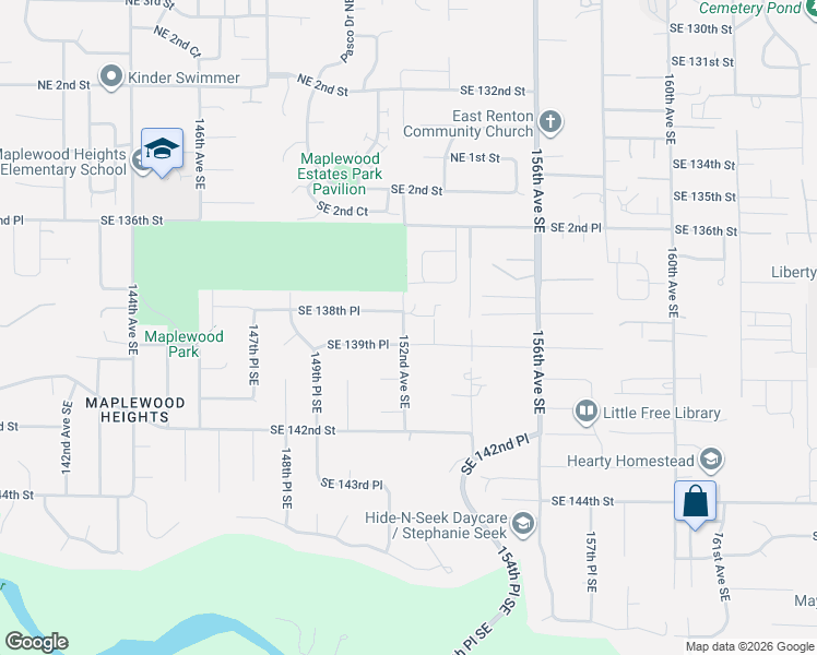 map of restaurants, bars, coffee shops, grocery stores, and more near 13818 152nd Avenue Southeast in Renton