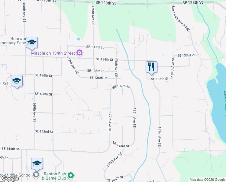 map of restaurants, bars, coffee shops, grocery stores, and more near 13706 177th Avenue Southeast in Renton
