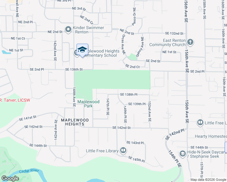 map of restaurants, bars, coffee shops, grocery stores, and more near 13741 148th Place Southeast in Renton