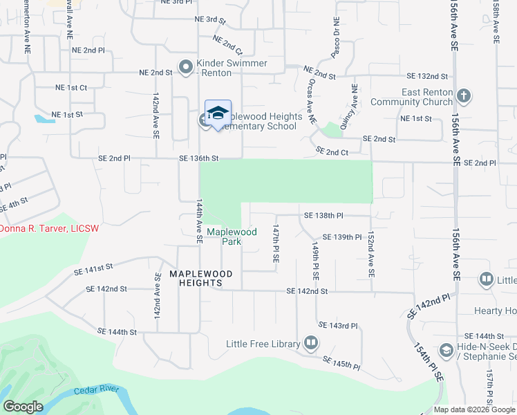 map of restaurants, bars, coffee shops, grocery stores, and more near 12439 146th Place Southeast in Renton