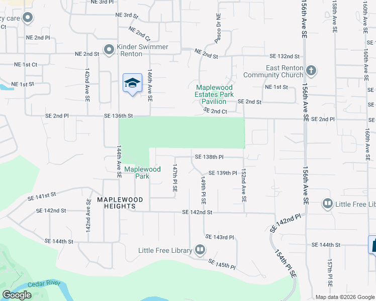 map of restaurants, bars, coffee shops, grocery stores, and more near 13741 148th Place Southeast in Renton