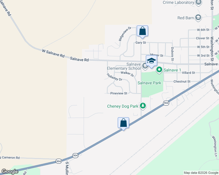 map of restaurants, bars, coffee shops, grocery stores, and more near 111 Pineview Place in Cheney