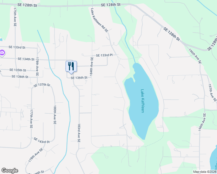 map of restaurants, bars, coffee shops, grocery stores, and more near 13705 West Lake Kathleen Drive Southeast in Renton