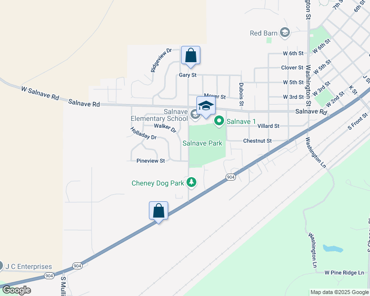 map of restaurants, bars, coffee shops, grocery stores, and more near 109 Walker Dr in Cheney