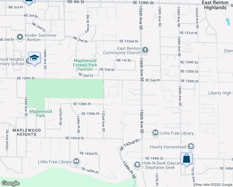 map of restaurants, bars, coffee shops, grocery stores, and more near 6207 Southeast 3rd Place in Renton