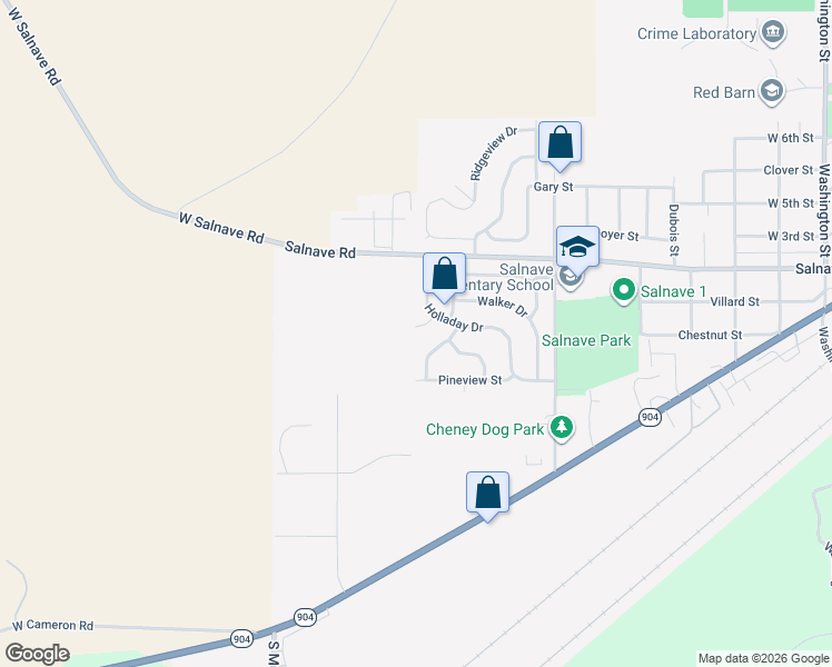 map of restaurants, bars, coffee shops, grocery stores, and more near 111 Pineview Place in Cheney