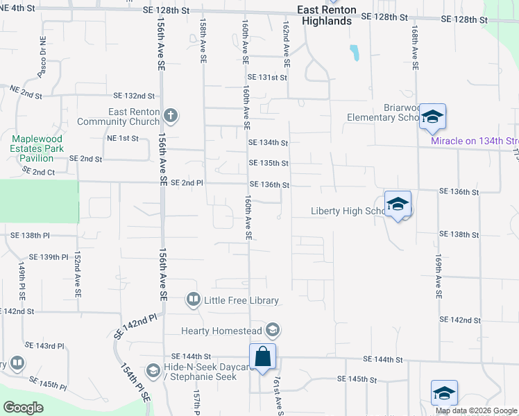 map of restaurants, bars, coffee shops, grocery stores, and more near 338 Zillah Place Southeast in Renton
