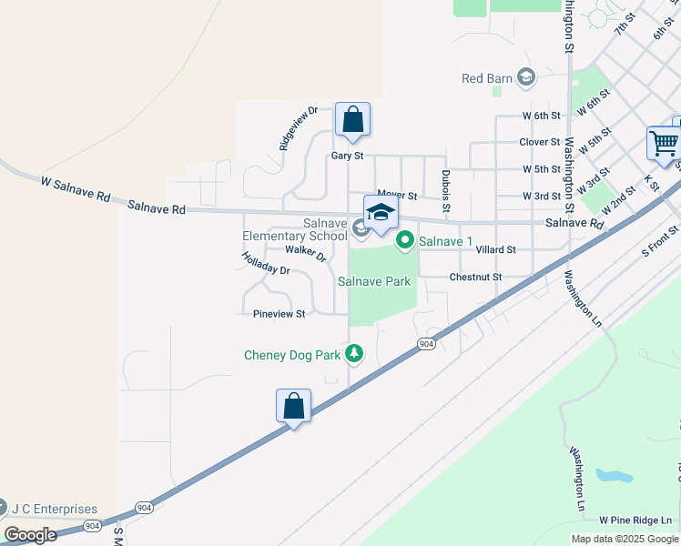map of restaurants, bars, coffee shops, grocery stores, and more near 109 Walker Drive in Cheney