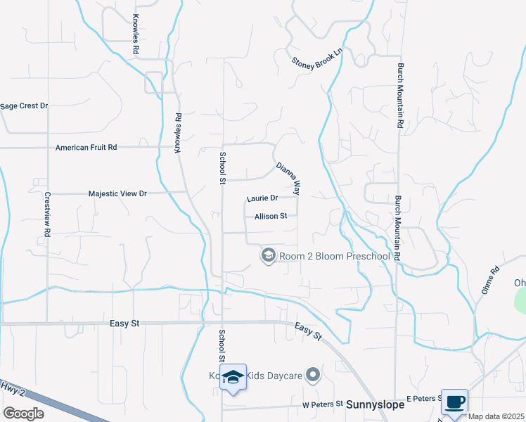 map of restaurants, bars, coffee shops, grocery stores, and more near 410 Allison Street in Wenatchee